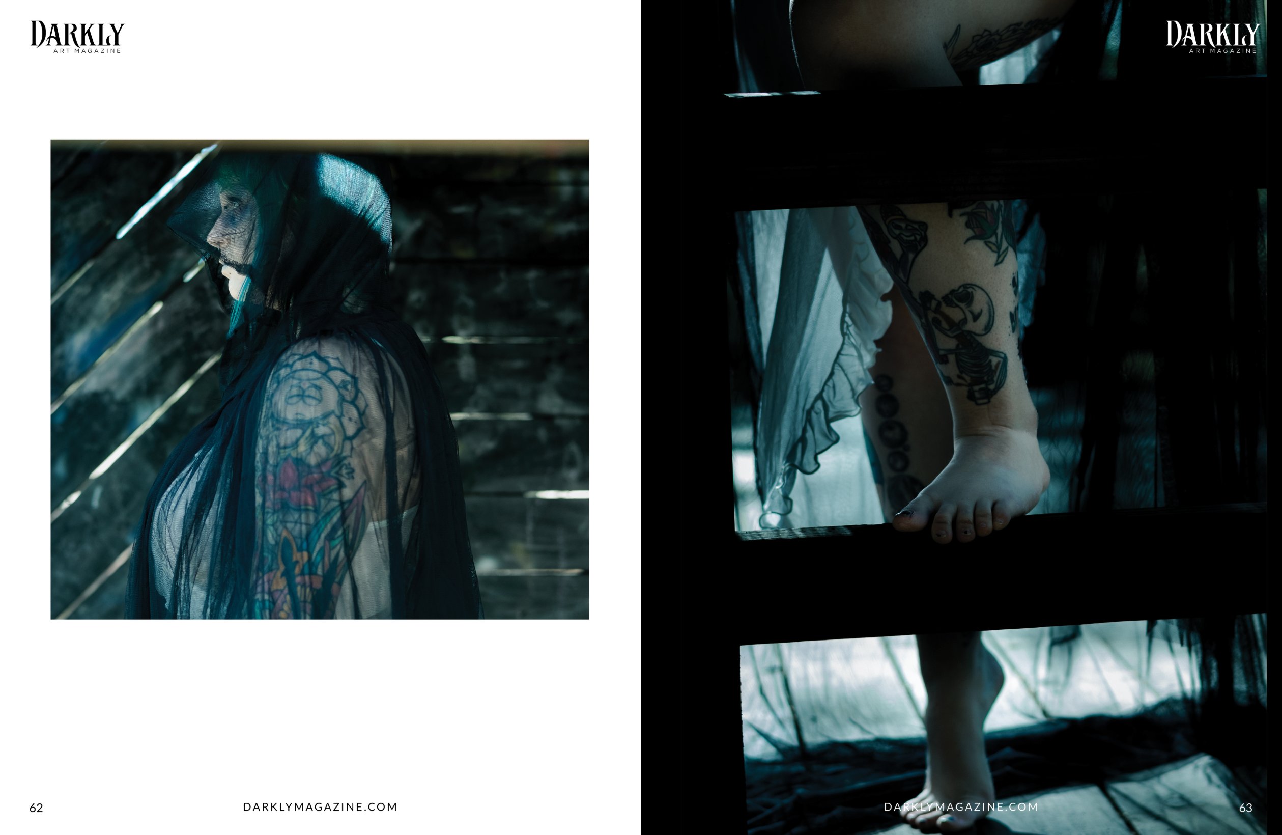 Darkly No Exit magazine spread, pages 62-63