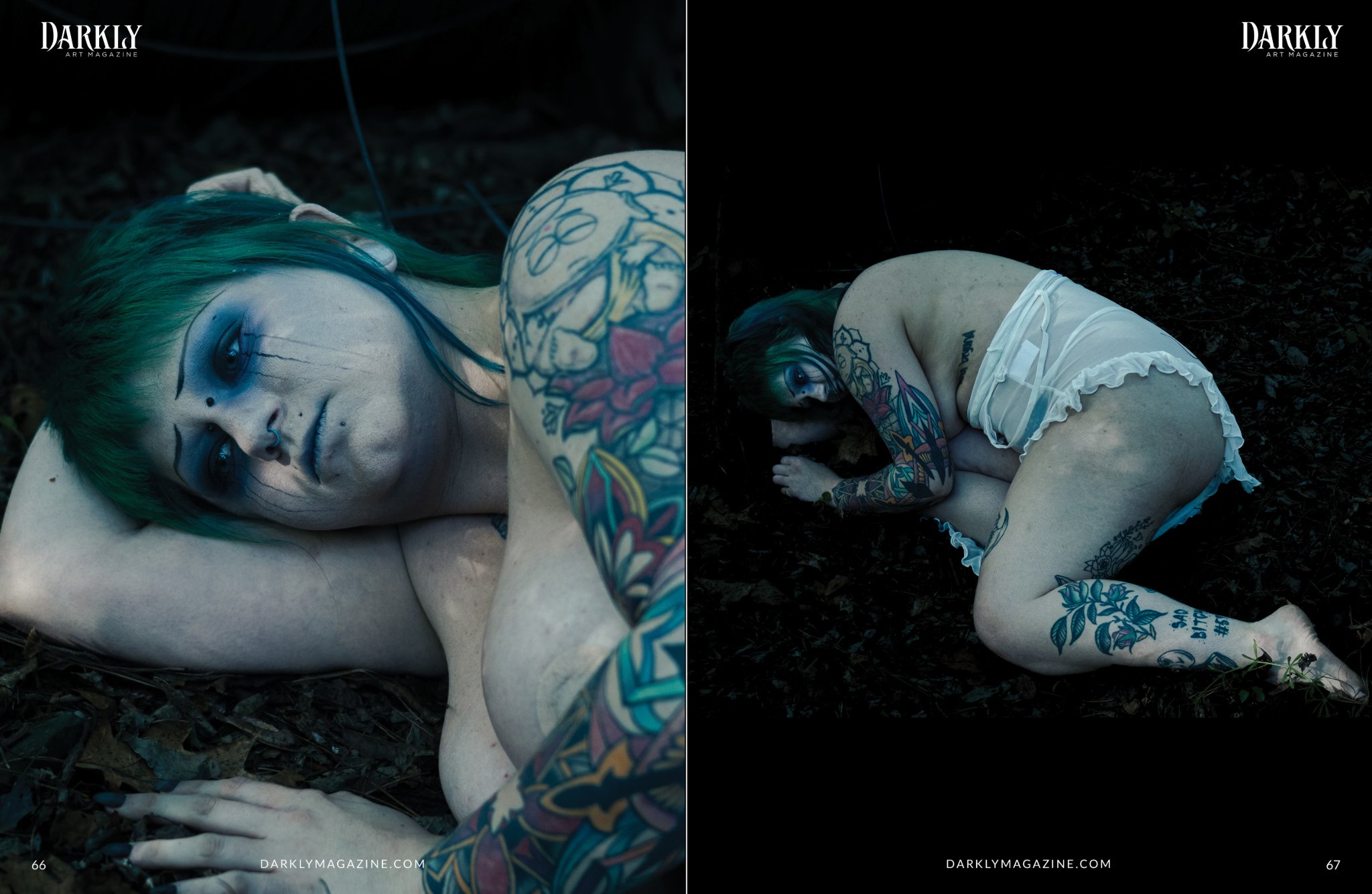 Darkly No Exit magazine spread, pages 66-67