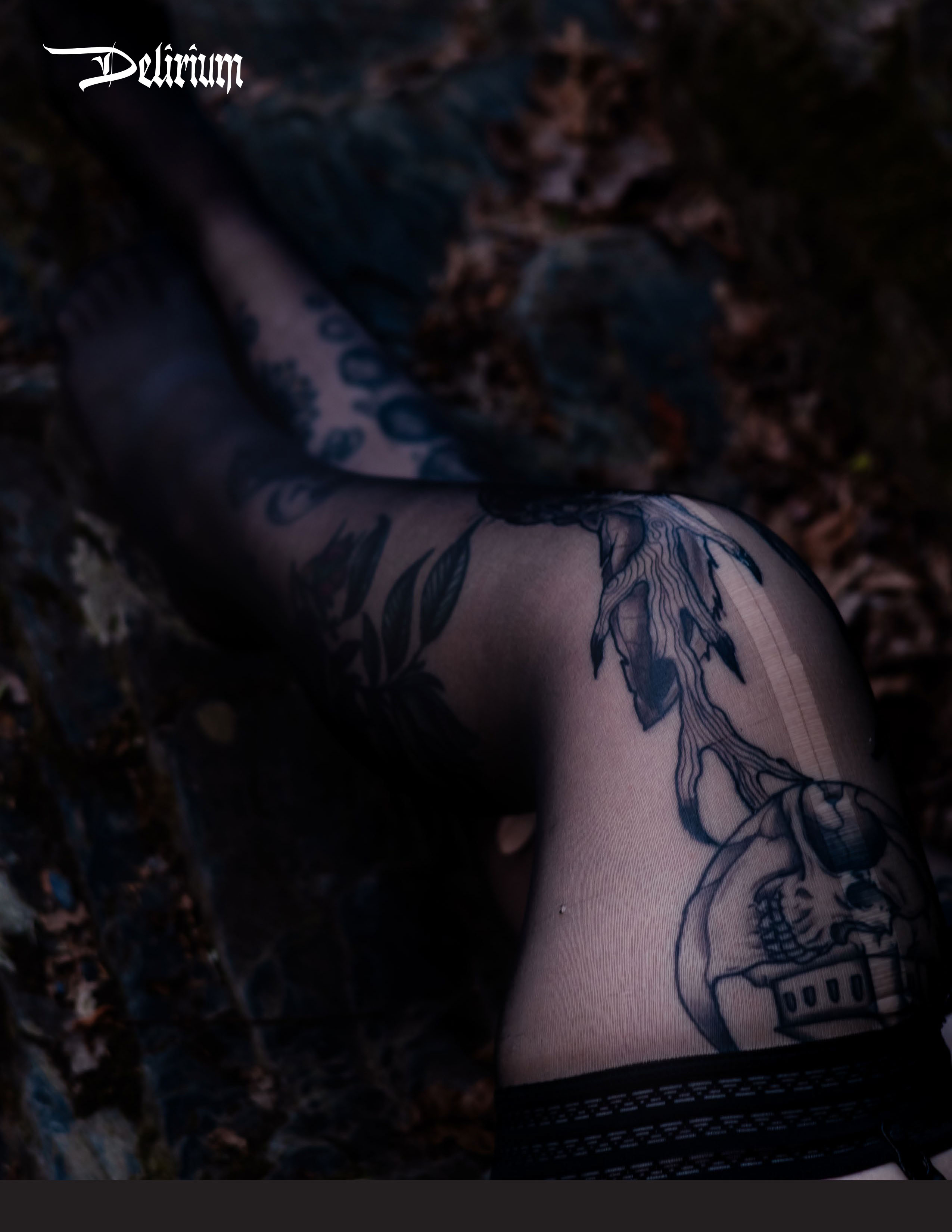 Delirium editorial: legs in a dark woodland setting, Veil of the Arcane